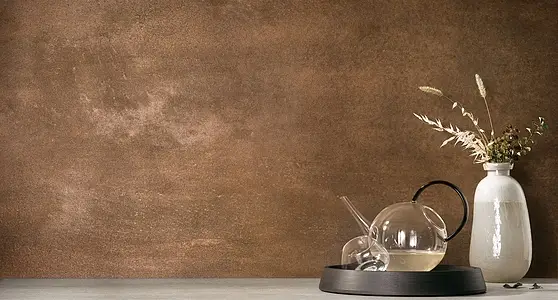 Background tile, Effect metal, Color brown, Glazed porcelain stoneware, 120x278 cm, Finish matte
