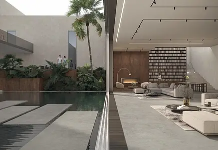 Background tile, Effect concrete,other stones, Color grey, Glazed porcelain stoneware, 120x120 cm, Finish antislip
