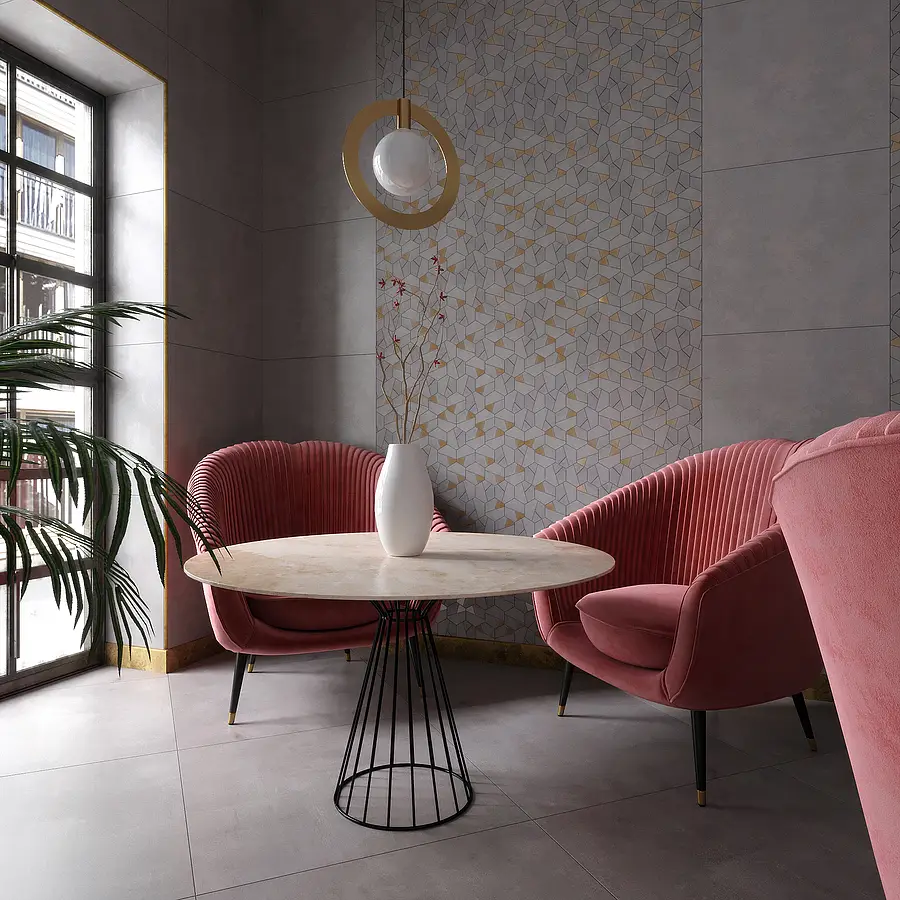 Mosaic tile, Effect concrete, Color grey, Unglazed porcelain stoneware, 25x28.5 cm, Finish antislip