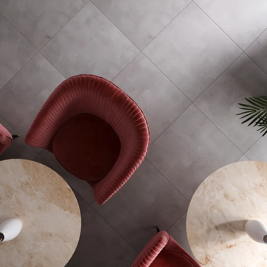 Background tile, Effect concrete, Color grey, Unglazed porcelain stoneware, 75x75 cm, Finish antislip