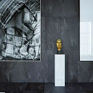 Background tile, Effect stone,other stones, Color black, Unglazed porcelain stoneware, 75x150 cm, Finish antislip