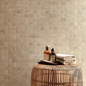Mosaic tile, Effect limestone, Color beige, Unglazed porcelain stoneware, 30x30 cm, Finish antislip