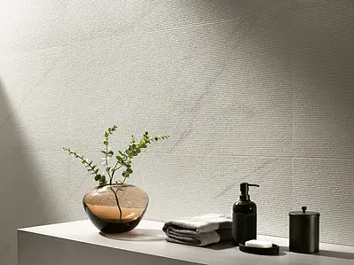 Grundflise, Effekt calacatta, Farve hvid, Keramik, 50x120 cm, Overflade mat