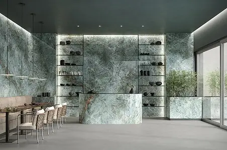 Background tile, Effect other marbles, Color sky blue, Unglazed porcelain stoneware, 120x278 cm, Finish semi-polished