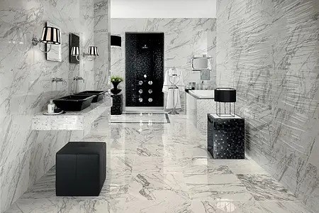 Background tile, Effect stone, Color white, Unglazed porcelain stoneware, 60x60 cm, Finish semi-polished