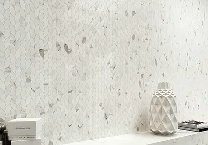 Mosaik, Optik stein, Farbe weiße, Unglasiertes Feinsteinzeug, 30.5x30.5 cm, Oberfläche glänzende