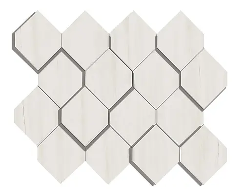 Ceramiche Atlas Concorde, Marvel Stone, AS36_Marvel Bianco Dol. Mosaico Esagono 3D