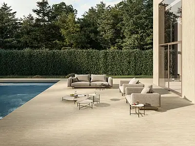 Background tile, Effect travertine, Color beige, Glazed porcelain stoneware, 60x120 cm, Finish antislip