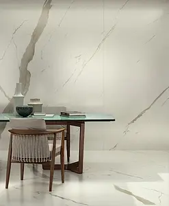 Piastrella di fondo, Effetto pietra,calacatta, Colore bianco, 120x278 cm, Superficie Satinata
