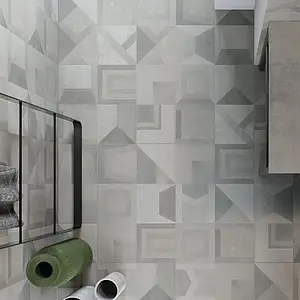 Bakgrundskakel, Textur enkaustisk kakel, Färg grå, Stil patchwork, Oglaserad granitkeramik, 20x20 cm, Yta halksäker