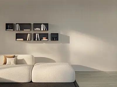 Background tile, Effect fabric, Color white, Glazed porcelain stoneware, 120x278 cm, Finish matte