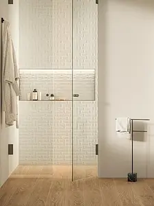 Background tile, Effect fabric, Color white, Ceramics, 50x120 cm, Finish matte