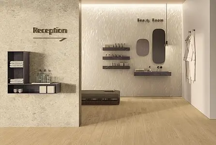 Background tile, Effect fabric, Color beige, Glazed porcelain stoneware, 120x278 cm, Finish matte