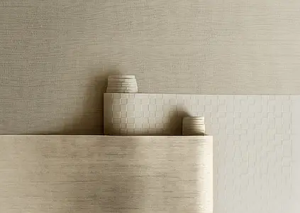 Background tile, Effect fabric, Color beige, Ceramics, 50x120 cm, Finish matte