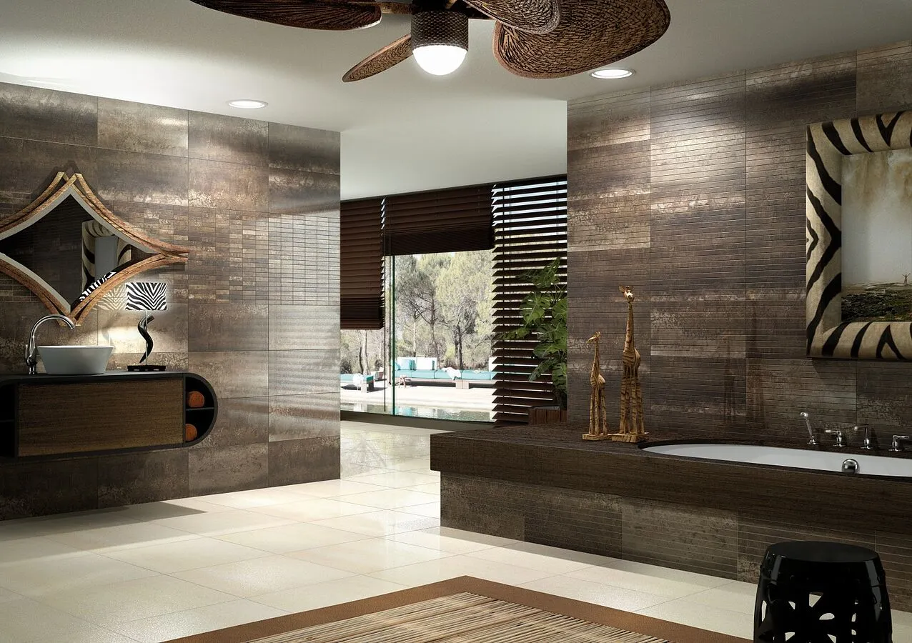 Background tile, Effect metal, Color brown, Glazed porcelain stoneware, 30x60 cm, Finish semi-polished