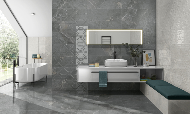 Background tile, Effect stone,other stones, Color grey, Glazed porcelain stoneware, 60x60 cm, Finish semi-polished