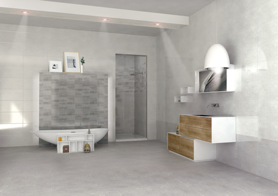 Background tile, Effect stone, Color grey, Glazed porcelain stoneware, 60x60 cm, Finish semi-polished