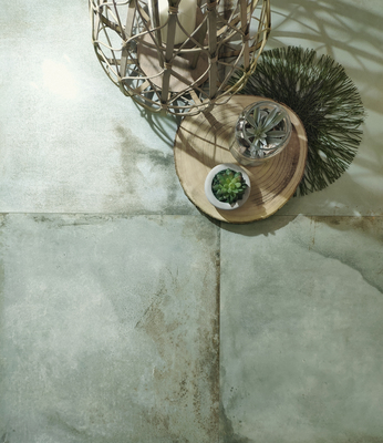 Background tile, Effect metal, Color green, Style loft, Glazed porcelain stoneware, 60x60 cm, Finish aged