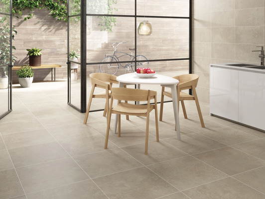 Background tile, Effect concrete, Color beige, Glazed porcelain stoneware, 60x60 cm, Finish matte