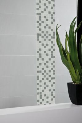 Azulejo base, Color blanco, Gres porcelánico no esmaltado, 30x60 cm, Acabado brillo