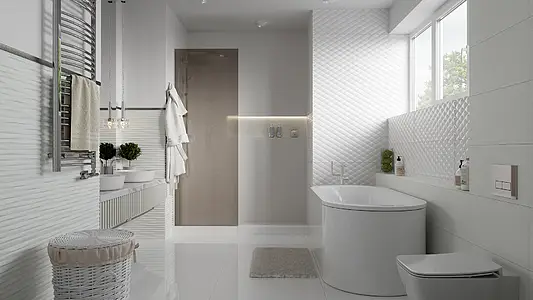 Background tile, Color white, Ceramics, 30x60 cm, Finish matte