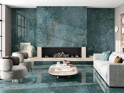 Background tile, Effect other stones, Color green,navy blue, Glazed porcelain stoneware, 120x120 cm, Finish polished