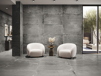 Background tile, Effect concrete, Color grey, Glazed porcelain stoneware, 60x120 cm, Finish matte