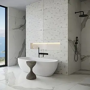 Piastrella di fondo, Effetto pietra,altri tipi di marmo, Colore bianco, Ceramica, 40x120 cm, Superficie lucida