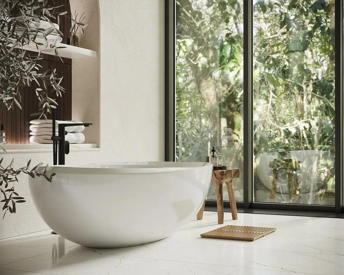 Background tile, Effect other marbles, Color white, Glazed porcelain stoneware, 60x60 cm, Finish matte