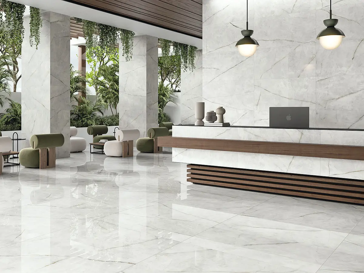 Background tile, Effect quartzite, Color grey, Glazed porcelain stoneware, 60x120 cm, Finish polished