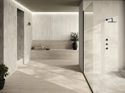 Background tile, Effect travertine, Color beige, Glazed porcelain stoneware, 120x280 cm, Finish matte