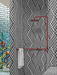Colore bianco e nero, Stile design, Mosaico, Gres porcellanato smaltato, 90x120 cm, Superficie lucida