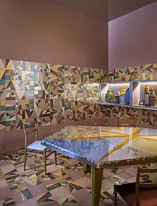 Azulejo de fundo, Cor multicolor, Estilo artesanal,autor, Grés porcelânico vidrado, 20x20 cm, Superfície mate