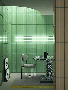 Azulejo base, Efecto monocolor, Color verde, Cerámica, 10x40 cm, Acabado brillo