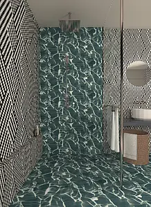 Carrelage, Teinte verte, Style designer, Grès cérame émaillé, 120x120 cm, Surface Satinée