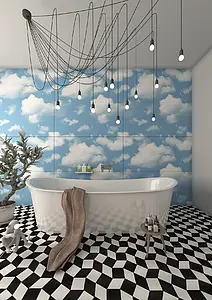 Grundflise, Farve himmelblå, Stil designer, Glaseret porcelænsstentøj, 120x120 cm, Overflade Sleben