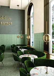 Bakgrunnsflis, Effekt terrazzo, Farge grønn,grå, Stil designer, Glasert porselenssteintøy, 25x25 cm, Overflate matt