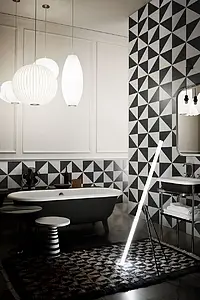 Background tile, Effect fabric, Color black, Style designer, Glazed porcelain stoneware, 25x25 cm, Finish antislip