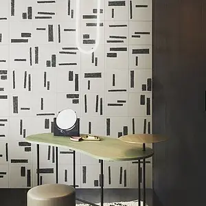 Bakgrunnsflis, Farge svarte og hvite, Stil designer, Glasert porselenssteintøy, 25x25 cm, Overflate matt