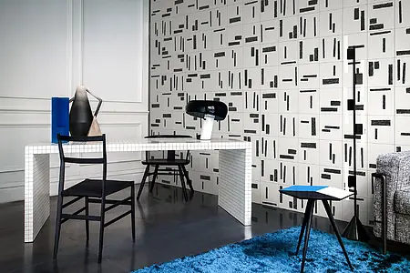 Background tile, Color black & white, Style designer, Glazed porcelain stoneware, 25x25 cm, Finish matte