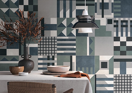 Background tile, Effect faux encaustic tiles, Color multicolor, Style patchwork,designer, Glazed porcelain stoneware, 25x25 cm, Finish matte