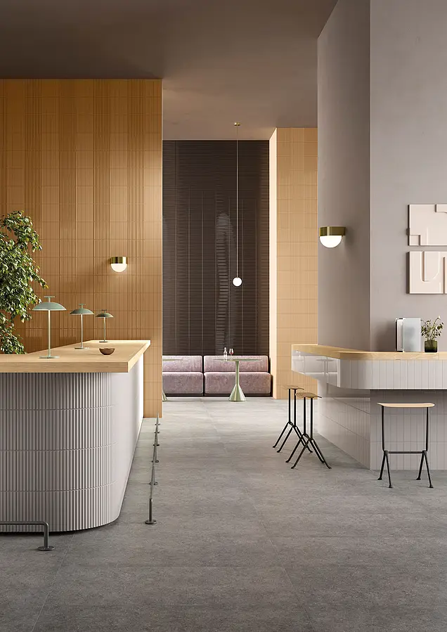 Background tile, Effect unicolor, Color beige, Ceramics, 6x25 cm, Finish Honed