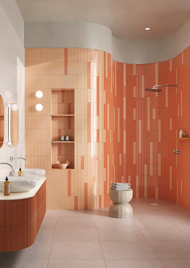 Background tile, Color beige, Ceramics, 6x25 cm, Finish glossy