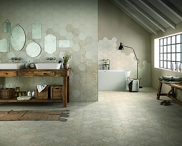 Hopi Porcelain Tiles produced by Bayker, Style patchwork, Concrete effect