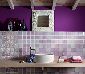 Peça decorativa, Cor violeta, Cerâmica, 10x10 cm, Superfície brilhante