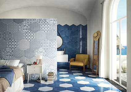 Oltremare Porcelain Tiles produced by Bayker, Style patchwork, Unicolor effect