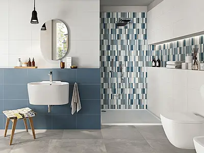 Background tile, Color navy blue,beige,white,multicolor,sky blue, Ceramics, 25x40 cm, Finish matte