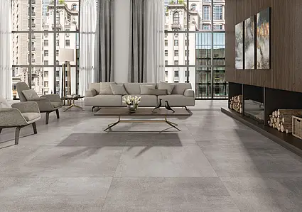Background tile, Effect concrete, Color grey, Glazed porcelain stoneware, 120x120 cm, Finish matte