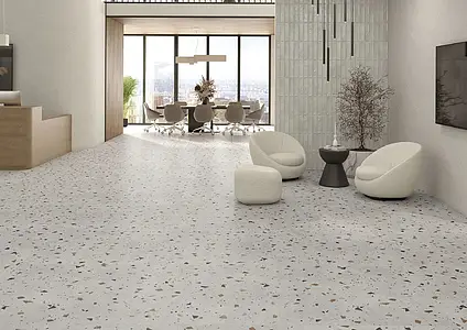 Background tile, Effect terrazzo, Color grey, Glazed porcelain stoneware, 60x60 cm, Finish matte