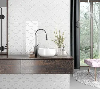 Background tile, Color white, Ceramics, 13.4x15 cm, Finish glossy